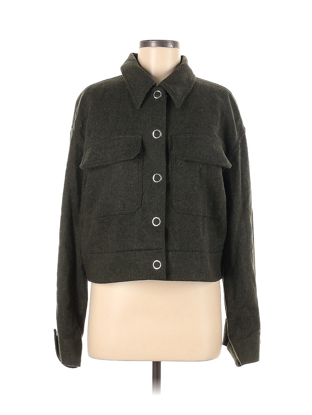 & other stories grey wool jacket with silver buttons size 10